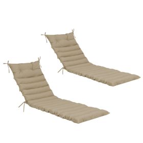 2PCS Set Outdoor Lounge Chair Cushion Replacement Patio Funiture Seat Cushion Chaise Lounge Cushion-Khaki