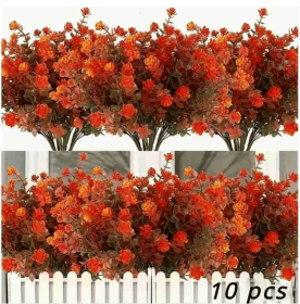 Artificial Outdoor Flowers UV Resistant Fake Plastic Plants No Fade Faux Fall Flowers for Hanging Planter Garden Porch Patio Window Box Wedding T