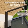 4 Pieces Metal Patio Furniture Set, Hand-Made Drawstring Outdoor Patio Conversation Sets Outside loveseat with Soft Cushion for Garden, Backyard