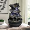 15.7inches High Rock Cascading Tabletop Fountain with LED Light for Home Office Bedroom Relaxation