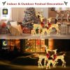 3pcs 54*38*122cm 30.00V 3.60W Family Elk Golden Iron Frame Cotton Thread Green Onion Powder Courtyard Elk Christmas Decoration
