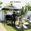 5' x 8' Grill Gazebo Canopy Replacement Cover Only, UPF50+ Double Tiered BBQ Gazebo Roof, Dark Gray