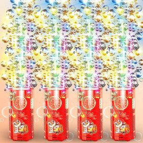 Fireworks Bubble Machine With 80ml Bubble Solution, Portable Automatic Bubble Machine With Lights And Closeable Music, Bubble Maker Toys For Kids (Option: 4Pcs)
